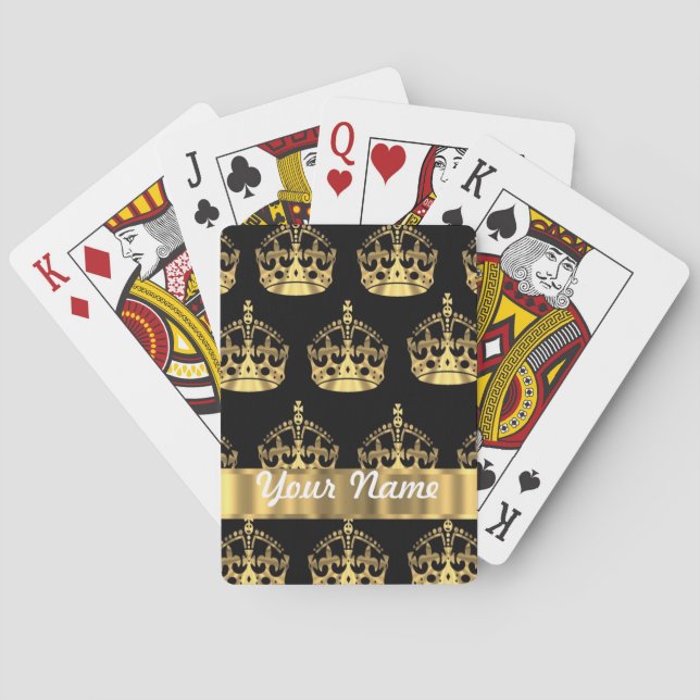 Goldkronenmuster auf Schwarzem Spielkarten (Rückseite)