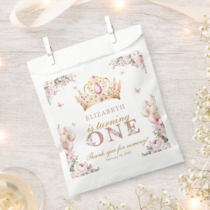 Goldkronenprinzessin Girl 1. Geburtstagsballons Geschenktütchen
