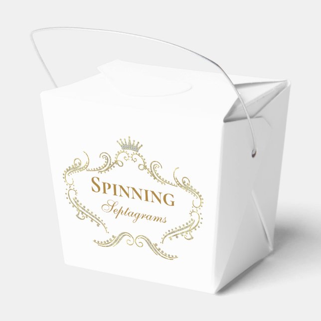 Goldkronenrahmen für Glitzer mit weißem Hintergrun Geschenkschachtel (Rückseite)