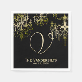 Goldkronleuchter auf Black Posh Wedding Napkins Serviette