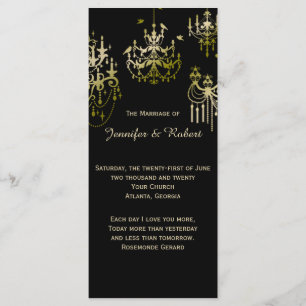 Goldkronleuchter auf Black Posh Wedding Programm