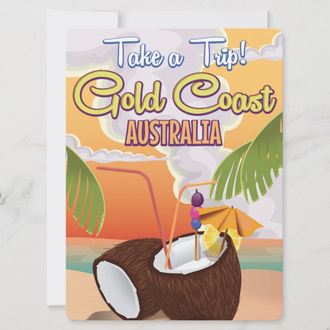 Goldküste, Australien Reiseplakat Einladung (Vorderseite)