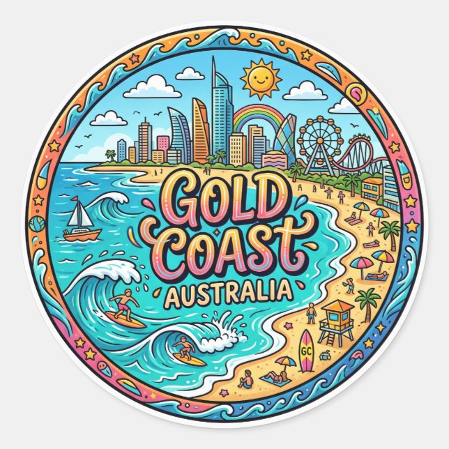 Goldküste Australien Runder Aufkleber (Vorderseite)
