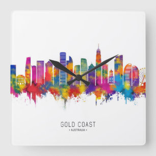 Goldküste Australien Skyline Quadratische Wanduhr