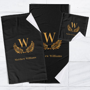 Goldlachfalenname Monogramm Badhandtuch Set