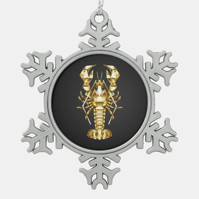 Goldlachs Schneeflocken Zinn-Ornament (Vorderseite)