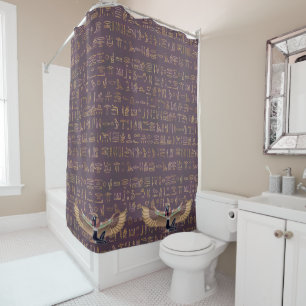 Goldlavender ägyptische Prinzessin Hieroglyphen Duschvorhang