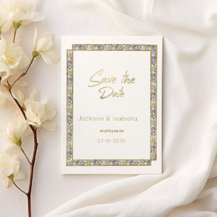 Goldlavender, pinkfarben, Save the Date Einladung