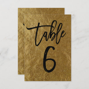 Goldleaf Foil Moderne Script-Tischnummer 6 Einladung