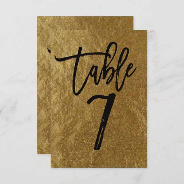 Goldleaf Foil Moderne Script-Tischnummer 7 Einladung (Vorne/Hinten)