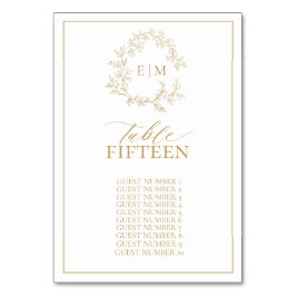 Goldleafy-Wappen Monogram Wedding Tischnummer