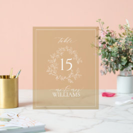 Goldleafy-Wappen Monogram Wedding Tischnummer Acrylschild