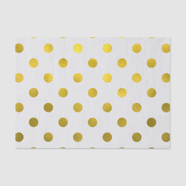 Goldleder Metallische Imitat Fossil Große Polka Do Seidenpapier (Vorderseite)