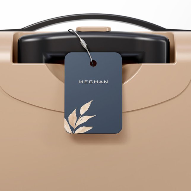 Goldleder Minimalistisch Monogram Navy Blue Gepäckanhänger (Von Creator hochgeladen)