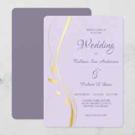 Goldleder Swirl Blassorchid Einladung zur Hochzeit