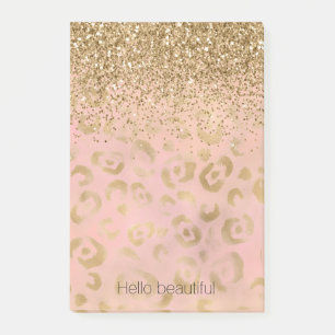 Goldleopard-Glitzer Post-it Klebezettel