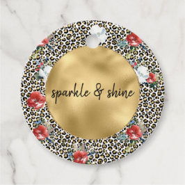 Goldleopard Print Floral personalisiertes Zitat Geschenkanhänger