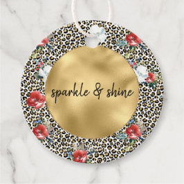 Goldleopard Print Floral personalisiertes Zitat Geschenkanhänger