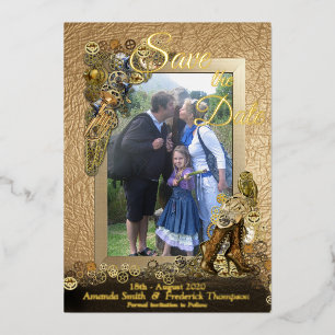 Goldlettern Steampunk auf Leder Inspiration  Folieneinladung