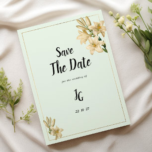 Goldlevorne-grüne Lilie Save the Date Einladung