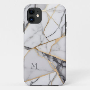 Goldlicher Akzent-Monogramm aus gebrochenem Marmor Case-Mate iPhone Hülle