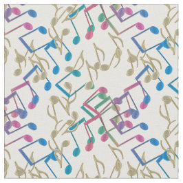 Goldlila blaues Musiknoten-Muster-Weiß-Gewebe Stoff