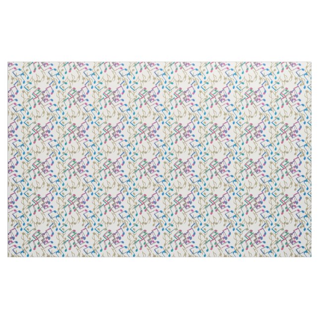 Goldlila blaues Musiknoten-Muster-Weiß-Gewebe Stoff (Fat Quarter (45,7 x 55,9 cm))