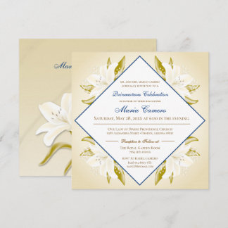 Goldlilien u. Marine-Blau Quinceañera Einladung