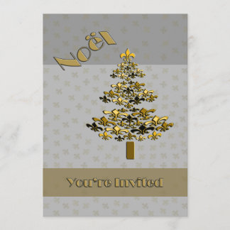 GoldLilien-Weihnachtsbaum-Party Einladung