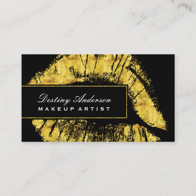 Goldlippenstiftsmooch-Make-upVisitenkarten Visitenkarte (Vorderseite)