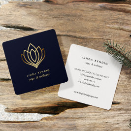Goldlotus | Navy Blue | Wellness-Wellness-Center-M Quadratische Visitenkarte