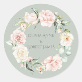 Goldmagen Grün rosa Blush Bloral Namen Wedding Cl Runder Aufkleber