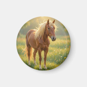 Goldmähnenpferd Wildblumenwiese Magnet