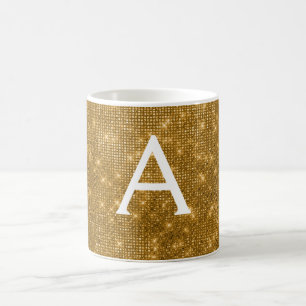 Goldmakel-Shimmer Monogramm-Name und Anfangsbezeic Kaffeetasse