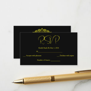 Goldmandala-schwarze Rsvp-Karte Begleitkarte