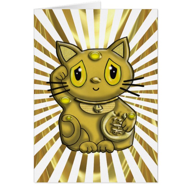 GoldManeki Neko glückliche zuwinkende Katze (Vorne)