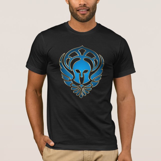 Goldmänner der lt-Blue Greek Spartan Warrior der T T-Shirt (Vorderseite)