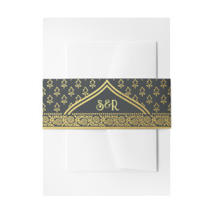 Goldmarigold-Blume Mundap-Arch-Monogramm-Hochzeit Einladungsbanderole