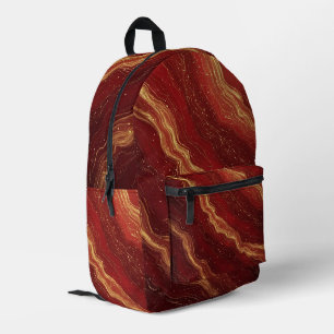 Goldmarmor-Abstrakter Hintergrund mit roten Wirbel Bedruckter Rucksack