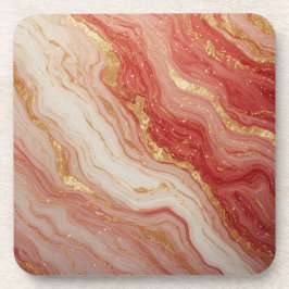 Goldmarmor-Abstrakter Hintergrund mit roten Wirbel Getränkeuntersetzer