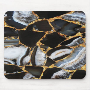 Goldmarmor aus schwarzem, modernem Glitzer Mousepad