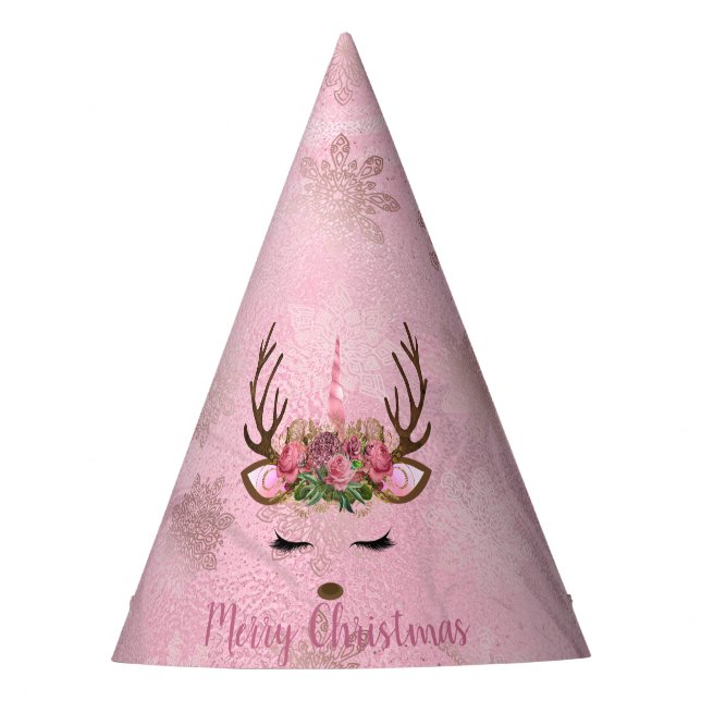 Goldmarmor der Girly Rose, Einhornschneeflocken Partyhütchen (Vorderseite)