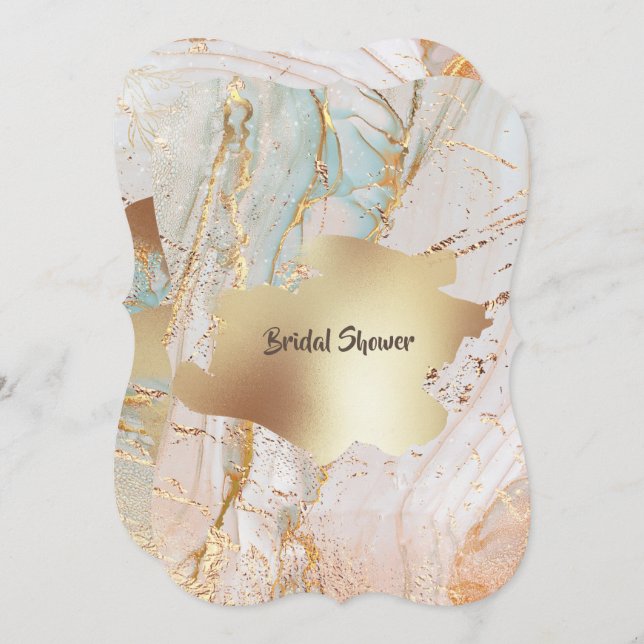 Goldmarmor Geode-Textur DIY klassisches Party Einladung (Vorne/Hinten)