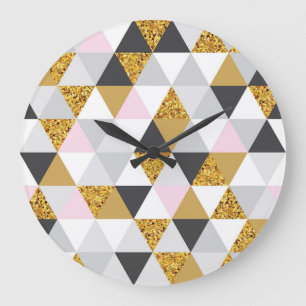 Goldmarmor, geometrische nahtlose Textur Große Wanduhr
