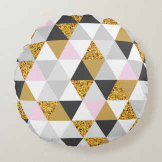 Goldmarmor, geometrische nahtlose Textur Rundes Kissen