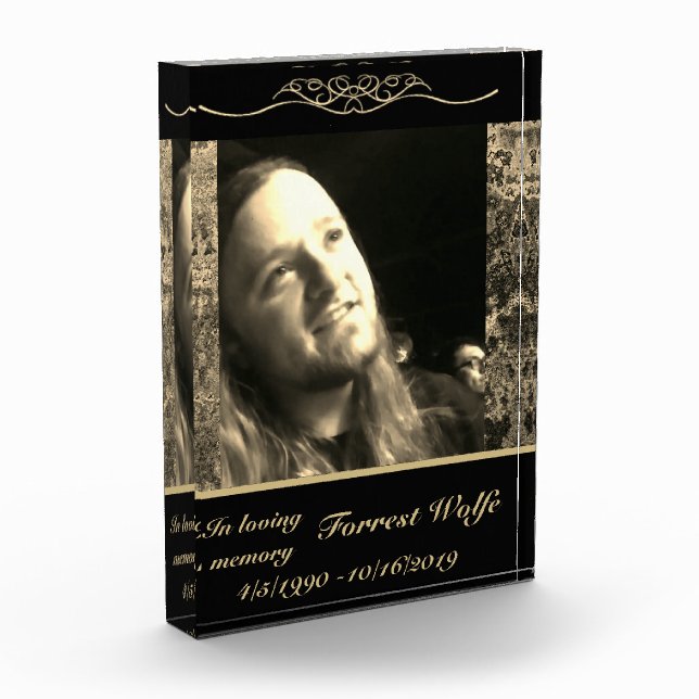 Goldmarmor im liebenden Gedächtnisgedächtnis halte Fotoblock (Links)