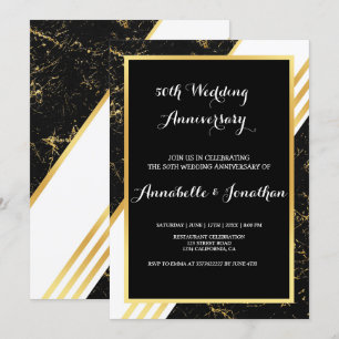 Goldmarmor-Streifen-Typografie Hochzeit Jubiläum Einladung