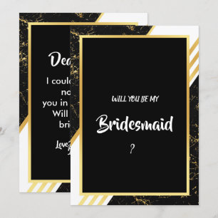 Goldmarmor Streifen Typografie schwarz Bridesmaid Einladung