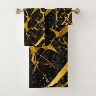 Goldmarmor Textur Nahtloses Muster Badhandtuch Set