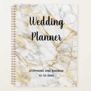 Goldmarmor-Trendy-Hochzeitsplaner personalisiert Planer